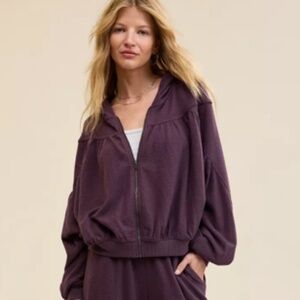 NWT Aerie Soft Life Full Zip Sweatshirt * Cool Berry * XS